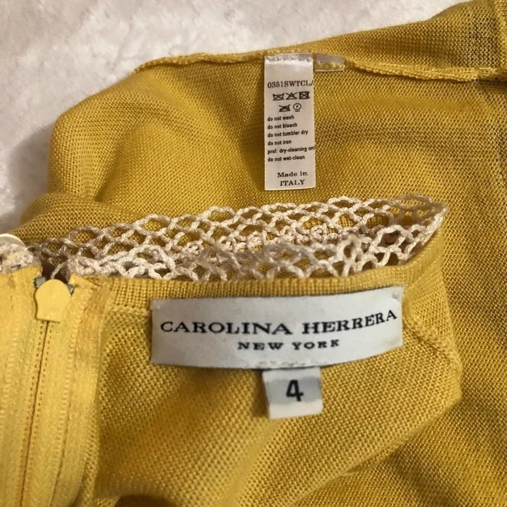 Carolina Herrera Yellow Grey tweed skirt dress 4